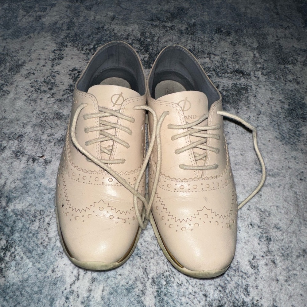 Cole Haan Women's Beige Brogue Lace-Up Oxfords